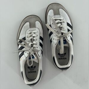 ADIDAS Kid’s Size 13 White and Black Sambas Sneakers
